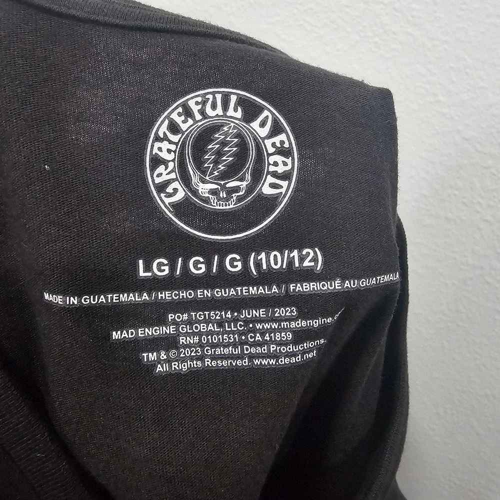 Grateful Dead‎ Kids Bertha Skull and Roses Graphic T-Shirt Black Large 10/12